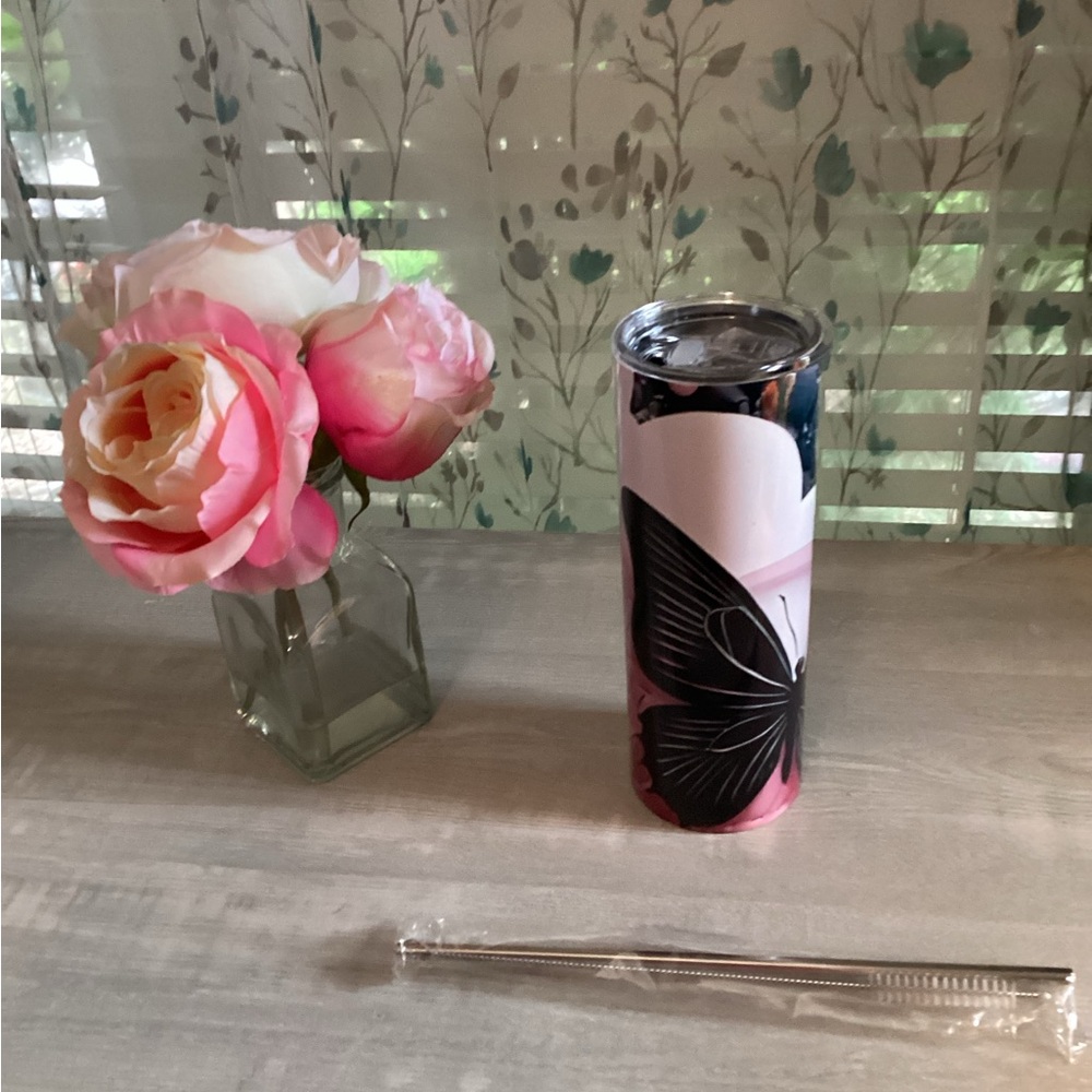 Fashion Pink Tumbler with Black Butterfly 🦋 - Picture 6 of 7